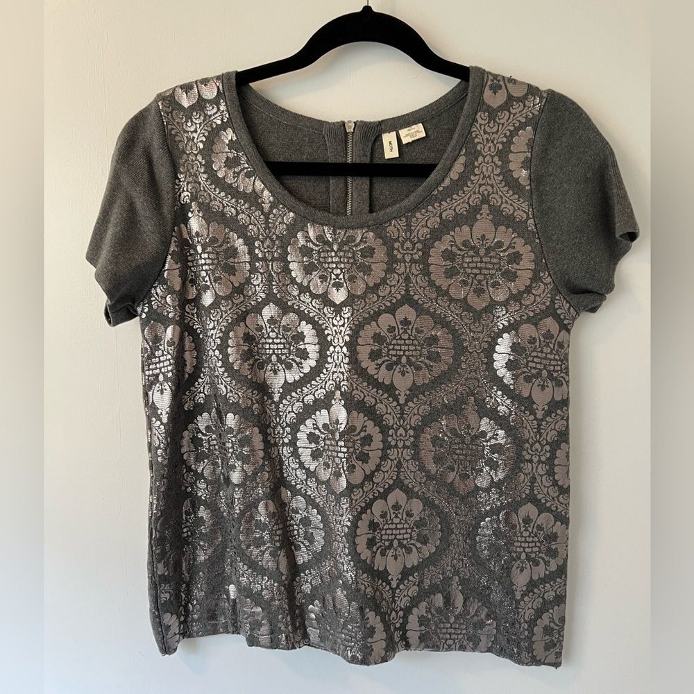 Moth a Anthropology brand  Silver Appliqué Sweaters